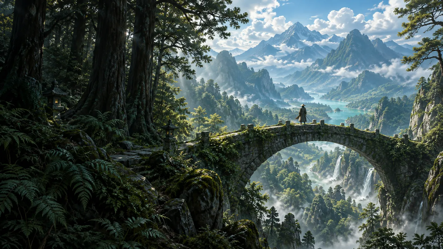 Sunlight filtering into an ancient forest